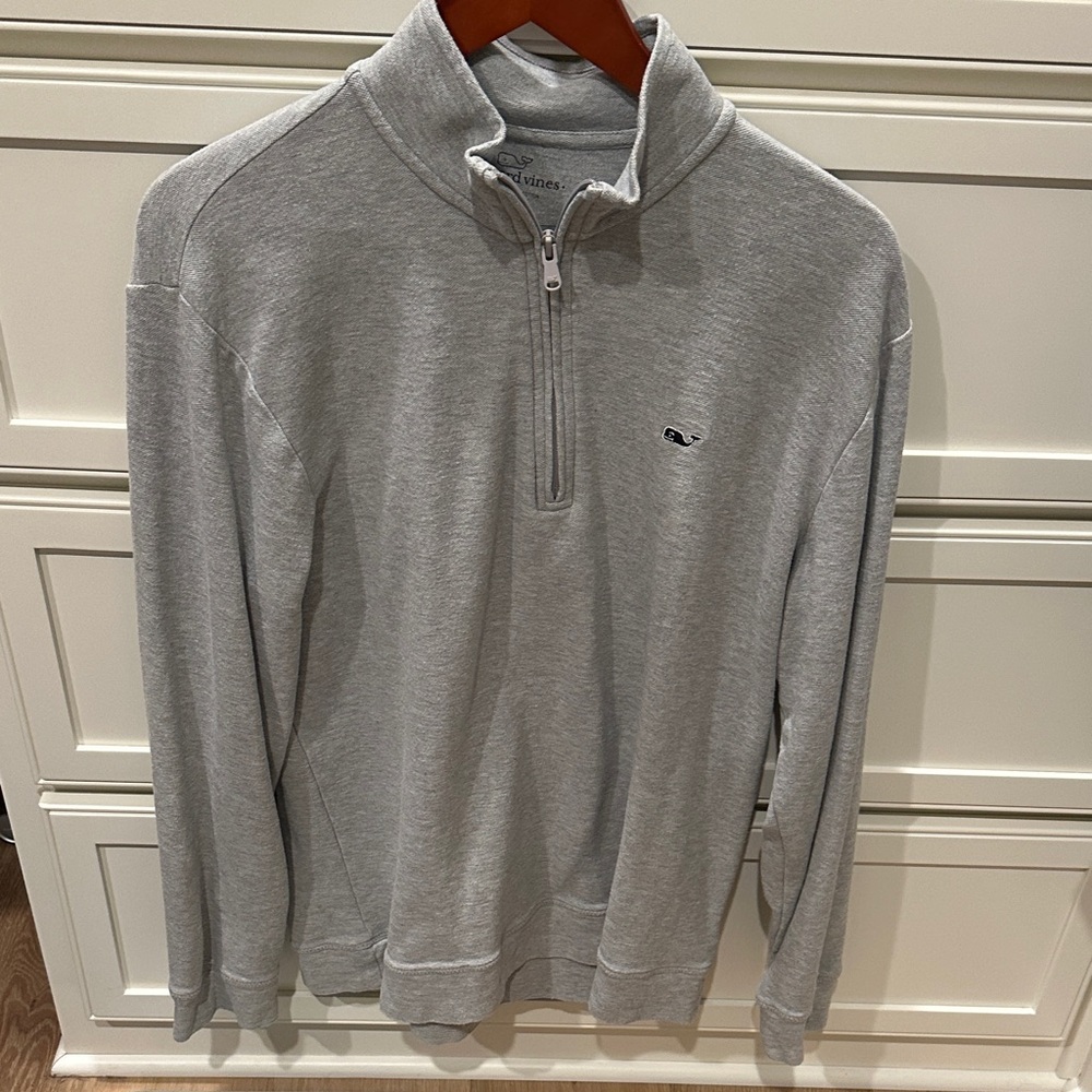 Vineyard Vines Men's Light Gray Zip-Up Sweater
